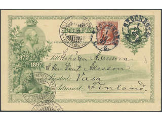 Sweden. Postal stationery, Single postcard, Facit bKe9, 55, 1897 Commemorative postcard …