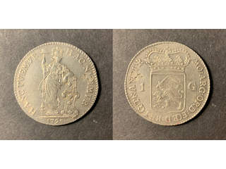 Nederländerna Batavian Republic 1 gulden 1795, AU, plantsfel och platsrepor