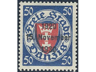 Germany Danzig. Michel 228 ★★ , 1930 Free Danzig overprint 50 pf ultramarine/red. Signed …