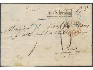 Sweden. Foreign-related cover. France. Unpaid cover sent from STOCKHOLM 12.1.54 (blue …