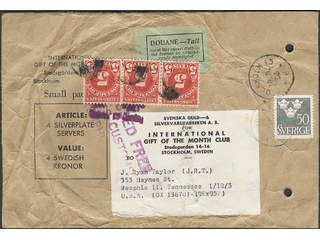 Sweden. Facit 284 cover, 50 öre on small packet sent from STOCKHOLM 15 19.5.53 to USA. …