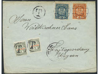 Austria. Michel 187, 189a cover , 6+12 h on insufficiently paid cover sent from WIEN …