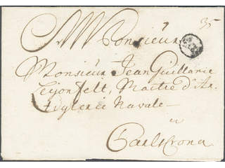 Sweden. A county. B och F-stämplar. B-cancellation type 6 on cover sent to Karlskrona. …