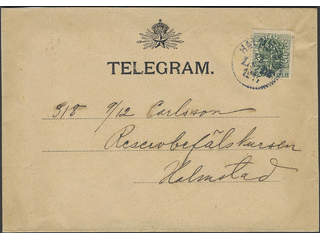 Sweden. Official Facit Tj44 , 5 öre on local telegram cover sent within HALMSTAD …