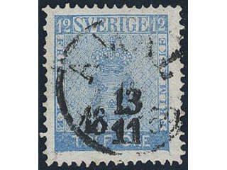 Sweden, Sverige, Sverige, Sverige. Facit 9d1 used, 12 öre light blue. Superb …