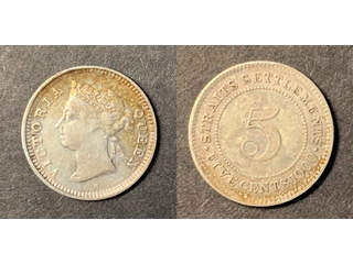 Straits Settlements Queen Victoria (1837-1901) 5 cents 1900, AU