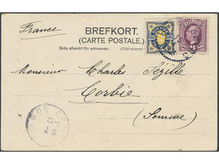 Sweden. Facit 53, 62 cover , 2+8 öre, as nice combination, on picture postcard (Torget) …