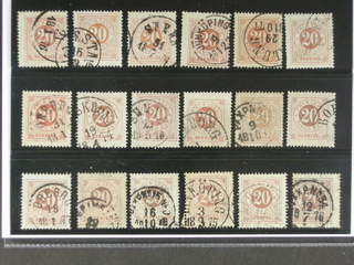 Sweden. Facit 22 used , 20 öre orange, eighteen used copies. Shades, varieties, …