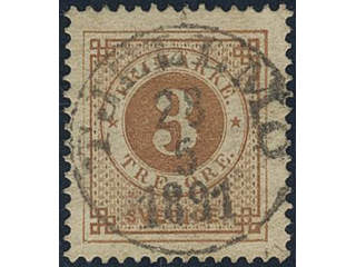 Sweden, Sverige, Sverige, Sverige. Facit 41a used, 3 öre yellowish brown. EXCELLENT …