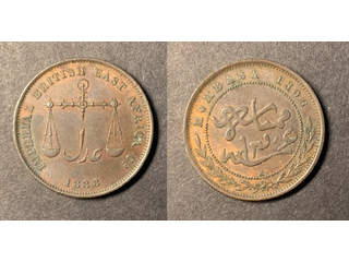 Mombasa 1 pice 1888 (AH1306), AU, spår av lyster