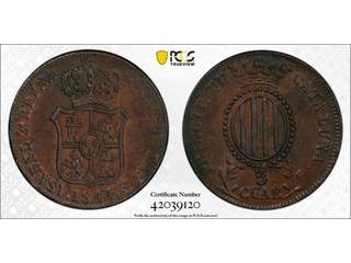 Spain Cataluna 3 cuartos 1841, AU/UNC PCGS AU58