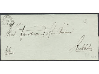 Sweden. K county. CARLSCRONA 13.1.1836, arc postmark. Type 4 on beautiful cover sent to …