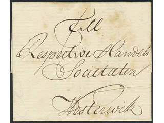 Sweden. Prephilately. Letter dated "Stockholm d. 24 aug 1750" sent to Westervik.
