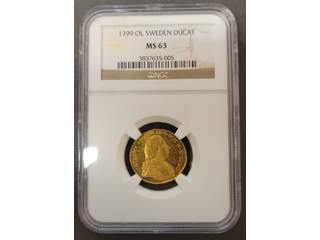 Sverige Gustav IV Adolf (1792-1809) 1 dukat 1799, 01/0, graderad av NGC som MS63