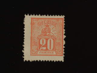 Sweden. Facit 16 (★) , 20 öre red. Re-gummed. SEK 2400