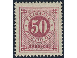 Sweden. Facit 48d ★, 50 öre dull carmine on yellowish paper. Superb. SEK 2400