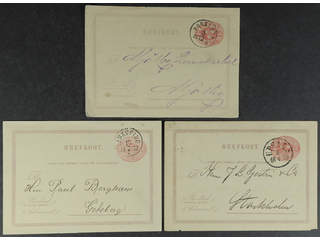 Sweden. Postal stationery, single postcard Facit bKe3A , Postcard 10 öre text A, three …