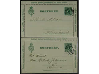 Sweden. Postal stationery, letter card Facit kB3 , Letter card 5 öre with edges, two …