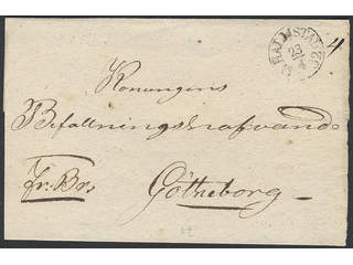 Sweden. N county. HALMSTAD 23.4.1832, arc postmark. Type 2 on cover sent to Gothenburg. …