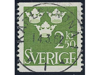 Sweden. Facit 313 used , 1961 Three Crowns 2.50 Kr light green. EXCELLENT cancellation …