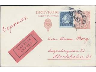 Sweden. Postal stationery, single postcard Facit bKe21, 152A , Postcard 10 öre …
