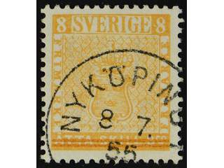 Sweden. Facit 474 used , 1955 Stockholmia-55 8 öre yellow. NYKÖPING 8.7.55.