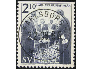 Sweden. Facit 1409B used , 1986 40th Birthday of Carl XVI Gustaf 2.10 Kr dark blue/ligh …