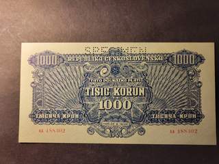 Czechoslovakia 1000 korún 1944, SPECIMEN, UNC
