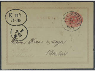 Sweden. Facit bKe3. DENMARK. Danish cancellation FRA SVERRIG 21.5.1878 and K. 23.5. on …