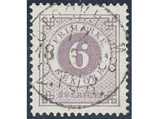 Sweden. Facit 31e used , 6 öre greyish lilac. EXCELLENT cancellation STOCKHOLM 2.TUR …