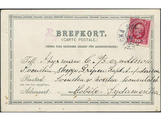Sweden. Facit 54 cover , 10 öre on postcard sent from KUNGSBACKA 29.6.1904 to America, …