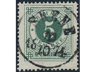 Sweden, Sverige, Sverige, Sverige. Facit 19e used, 5 öre dark blue-green, smooth print. …