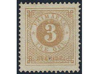 Sweden. Facit 28b ★, 3 öre dull orange-brown. Superb.