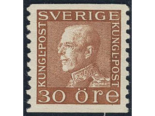 Sweden. Facit 186f ★, 30 öre brown vertical perf 9¾ on white paper (A3). Almost ★★. …