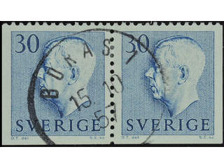 Sweden. Facit 416DD2 used , 1957 Gustaf VI Adolf, type 2 30 öre blue, pair corner cut …