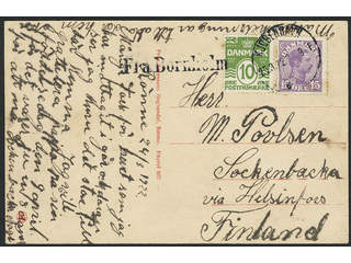 Denmark. Facit 95, 136 cover , 10+15 øre on picture postcard (Hammershus) sent to …
