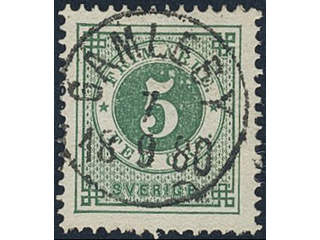 Sweden, Sverige, Sverige, Sverige. Facit 30c used, 5 öre green, rich smooth print. …