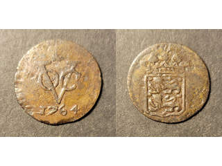 Nederländska Kolonier Netherlands East Indies West Friesland 1 duit 1764, XF Scarce!