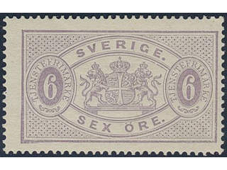 Sweden. Official Facit Tj4f ★, 6 öre lilac, perf 14, yellowish paper. Opinion (shade) by …