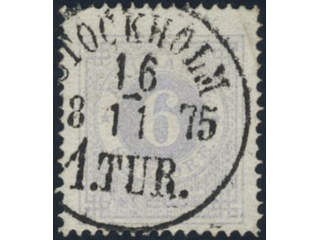 Sweden, Sverige, Sverige, Sverige. Facit 20i used, 6 öre dull blue-lilac. Beautiful …