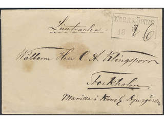 Sweden. E county. NORRKÖPING 16.9.1850, rectangular postmark. Type 5 on letter sent to …