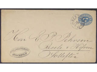 Sweden. Postal stationery, stamped envelope Facit Fk1II , Stamped envelope 12 öre type …