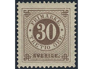 Sweden. Facit 47a ★, 30 öre olivish brown. Superb. SEK 3000+