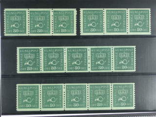 Sweden. Facit 165a ★★ , 80 öre blue-green, sixteen copies in four strips of three to …