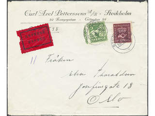 Sweden. Facit 143A, 163 on cover, 5+60 öre on special delivery cover sent from STOCKHOLM …