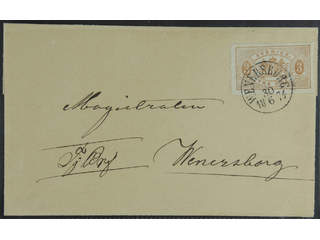 Sweden. Official Facit Tj1 , 3 öre on beautiful local cover sent within WENERSBORG …