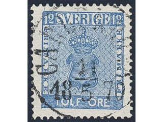 Sweden. Facit 9d3 used , 12 öre light blue, perforation of 1865. EXCELLENT cancellation …