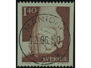 Sweden. Facit 1120 used , 1980 Take Care of 1.40 Kr red-brown. EXCELLENT cancellation …