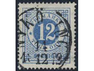 Sweden, Sverige, Sverige, Sverige. Facit 21i used, 12 öre clear blue on ordinary paper. …