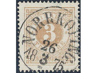 Sweden. Facit 17f used , 3 öre yellowish orange-brown. Superb cancellation NORRKÖPING …